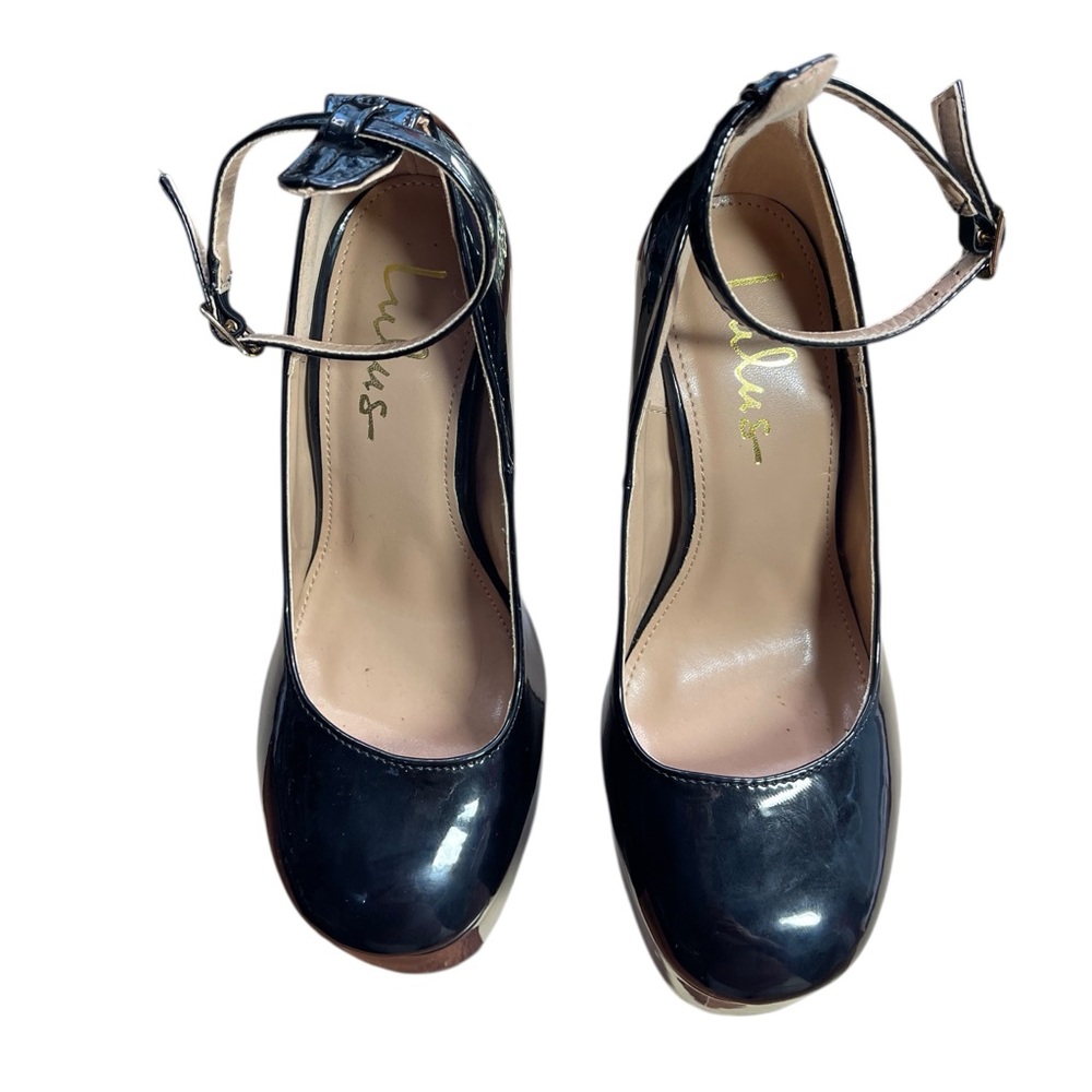 Lulus‎ black patent leather platform heels Size 5.5 boxFI